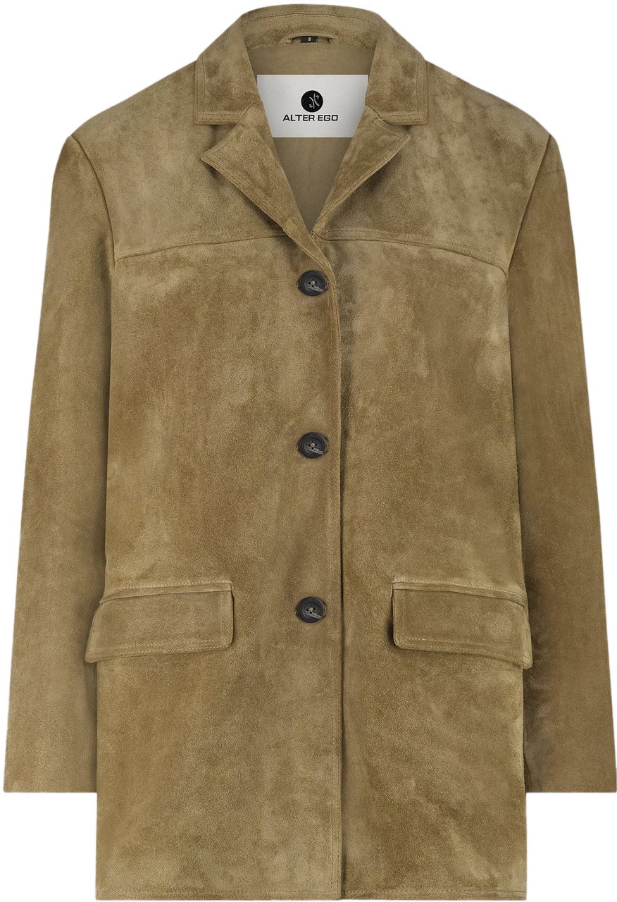 Alter Ego JEABY LEATHER BLAZER OLIVE Groen