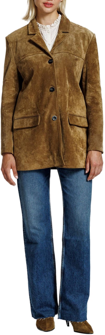 Alter Ego JEABY LEATHER BLAZER OLIVE Groen