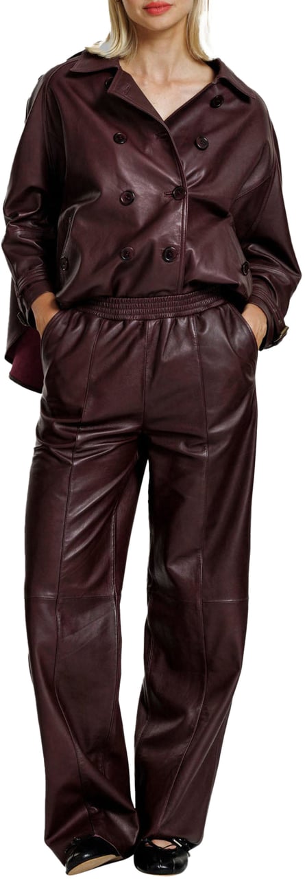 Alter Ego LUCCA LEATHER PANTS BURGUNDY Rood