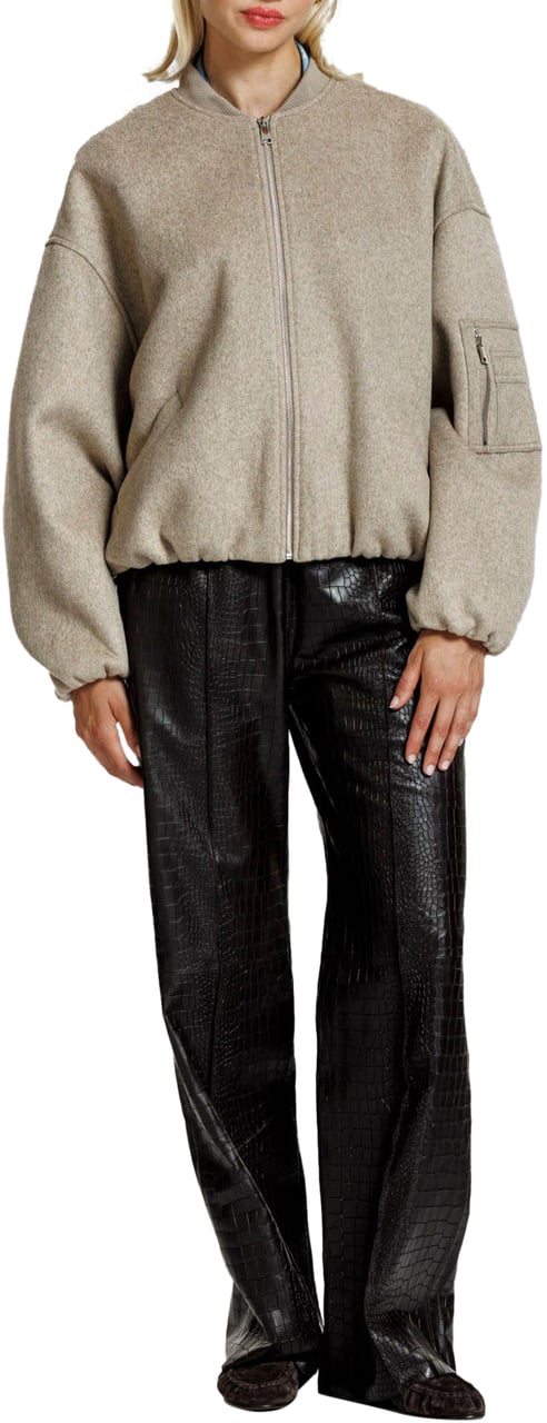 Alter Ego PEARL WOOL BOMBER JACKET DARK BEIGE Beige