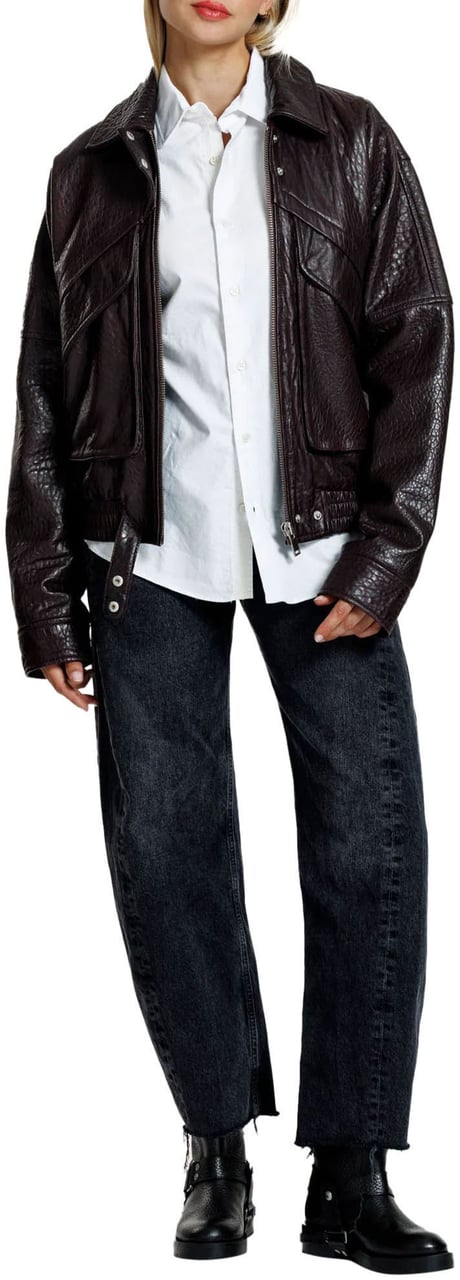 Alter Ego RIVER LEATHER JACKET BURGUNDY Rood