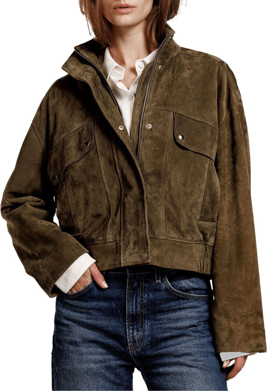 Alter Ego Beccy Suede Jacket Donkergroen