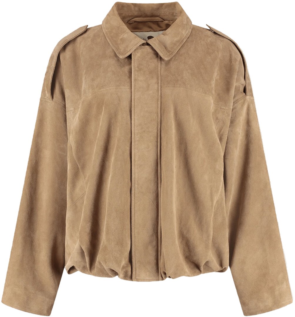 Alter Ego Meghan Suede Bomber Jacket Beige