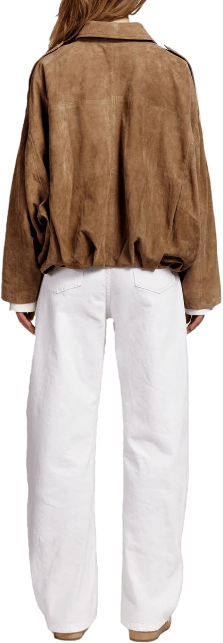 Alter Ego Meghan Suede Bomber Jacket Beige
