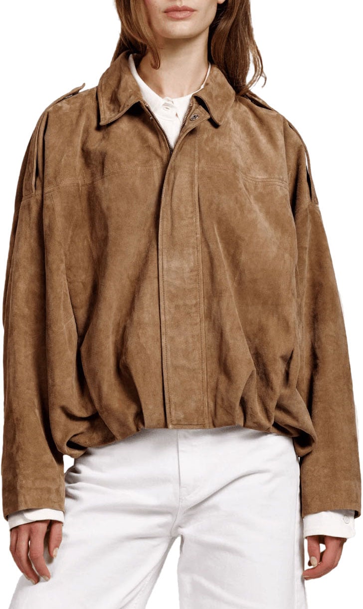 Alter Ego Meghan Suede Bomber Jacket Beige