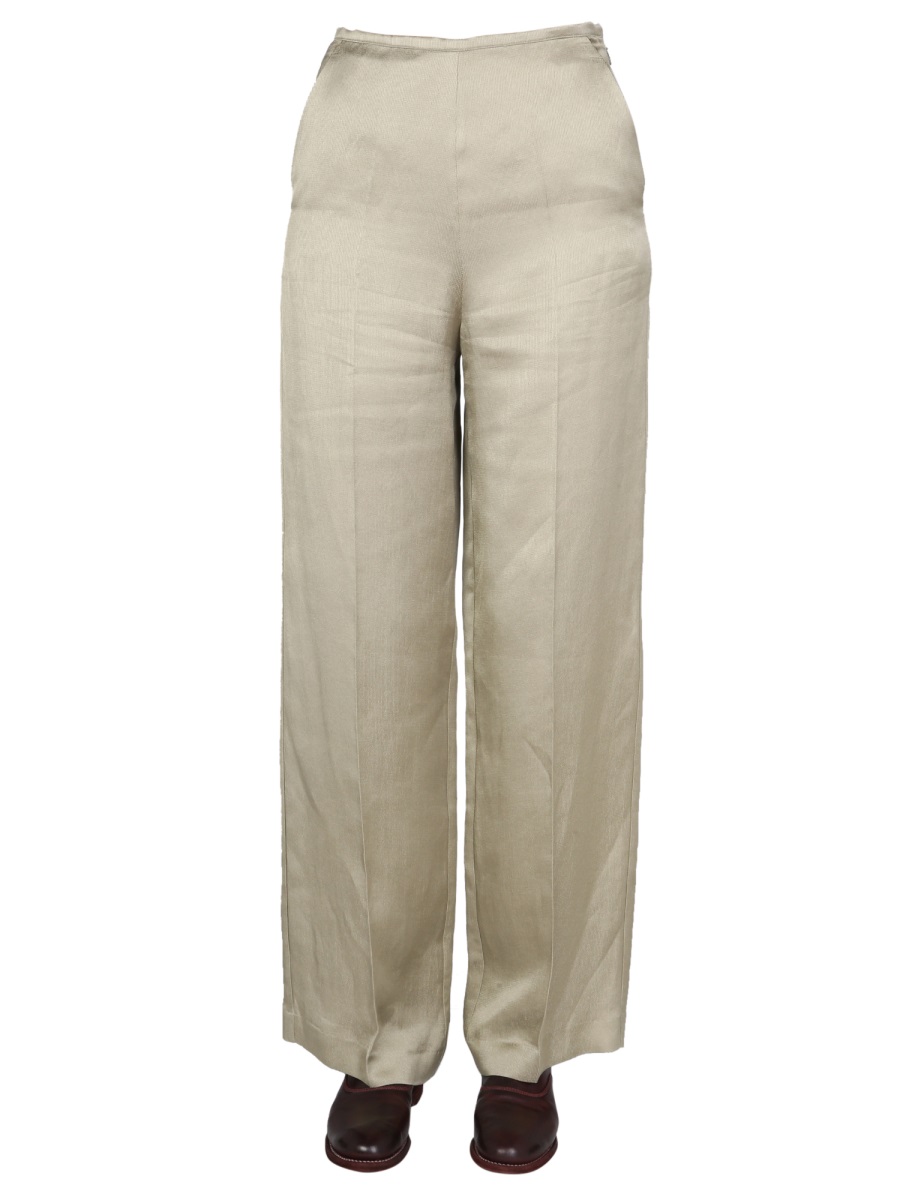 Alysi Wide-Leg Satin Trousers With Side Hook Grijs