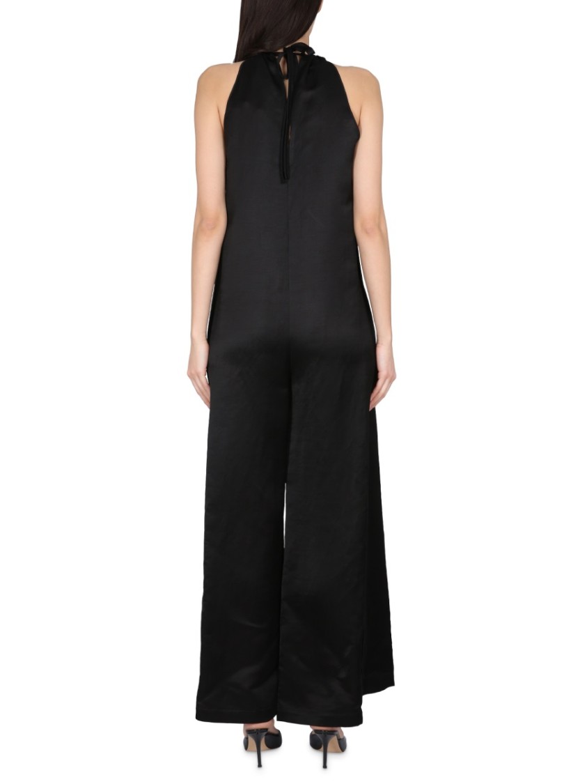 Alysi Wide Satin Jumpsuit Zwart