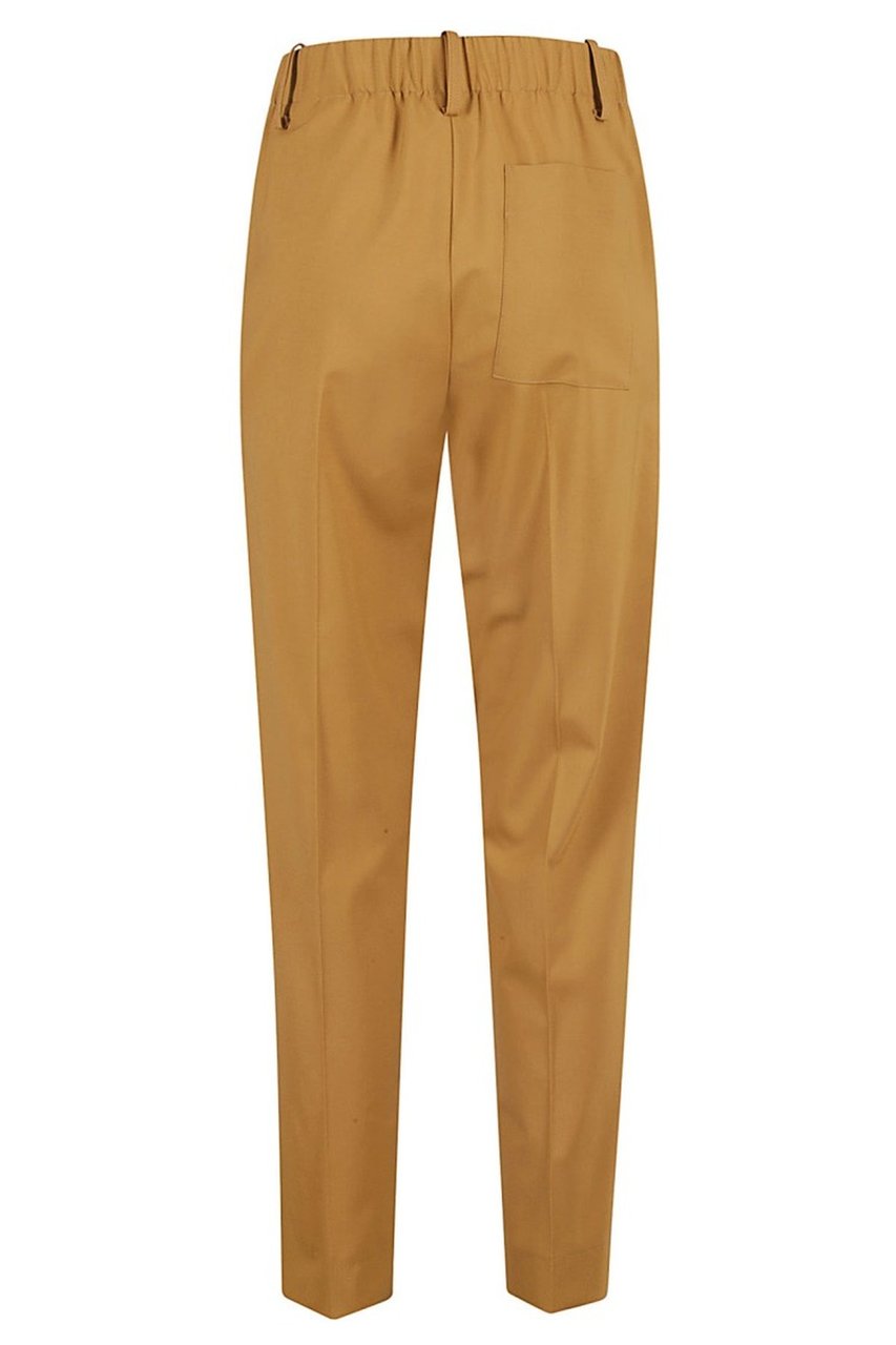 Alysi High-Waisted Caramel Trousers With Elasticated Waistband Bruin