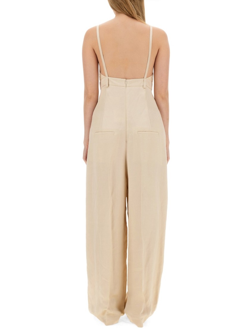 Alysi Malfile' Satin Jumpsuit Neutraal