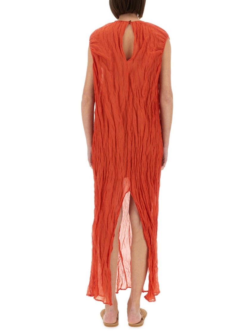Alysi Metallic Gauze Longuette Dress Rood