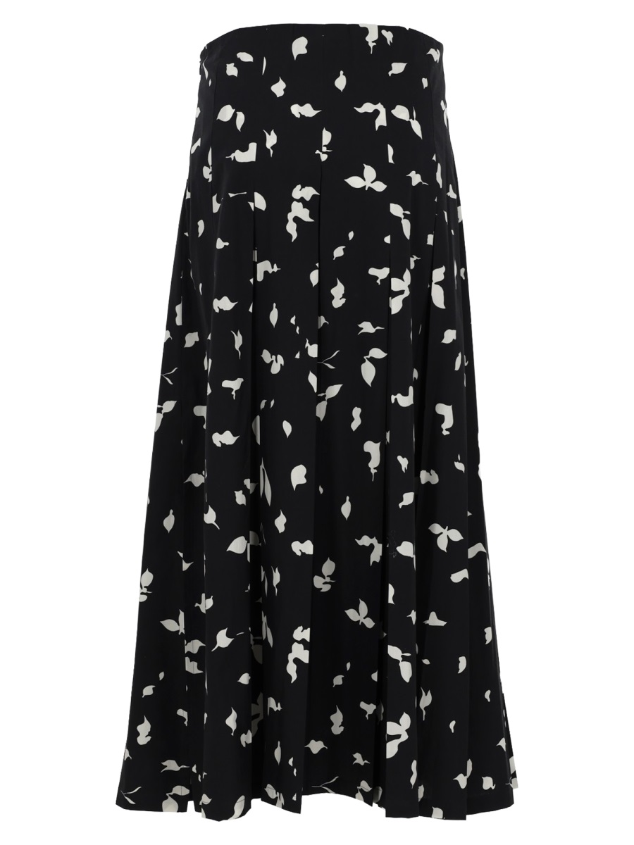 Alysi Black Floral Print Box Pleat Skirt Zwart