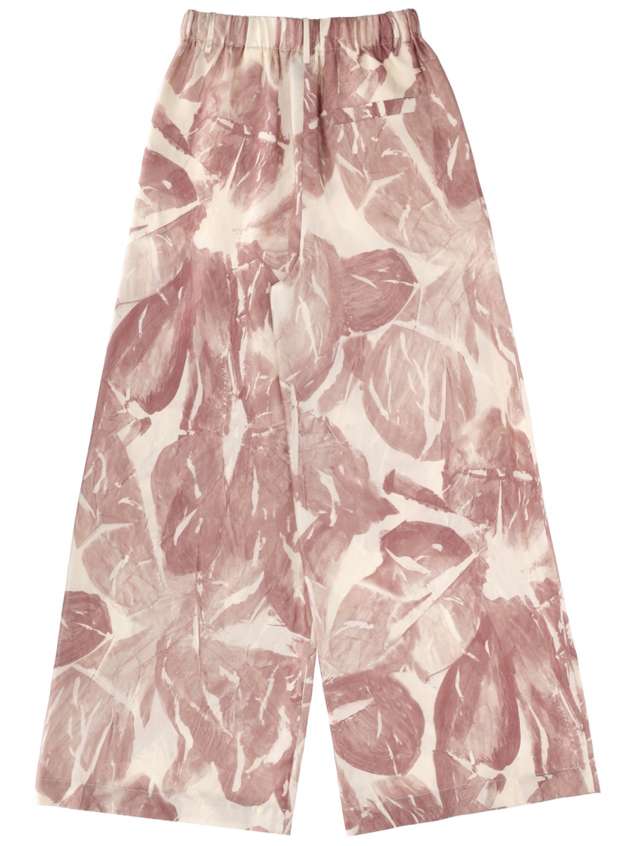 Alysi Dusty Rose Leaf Print Pants Roze