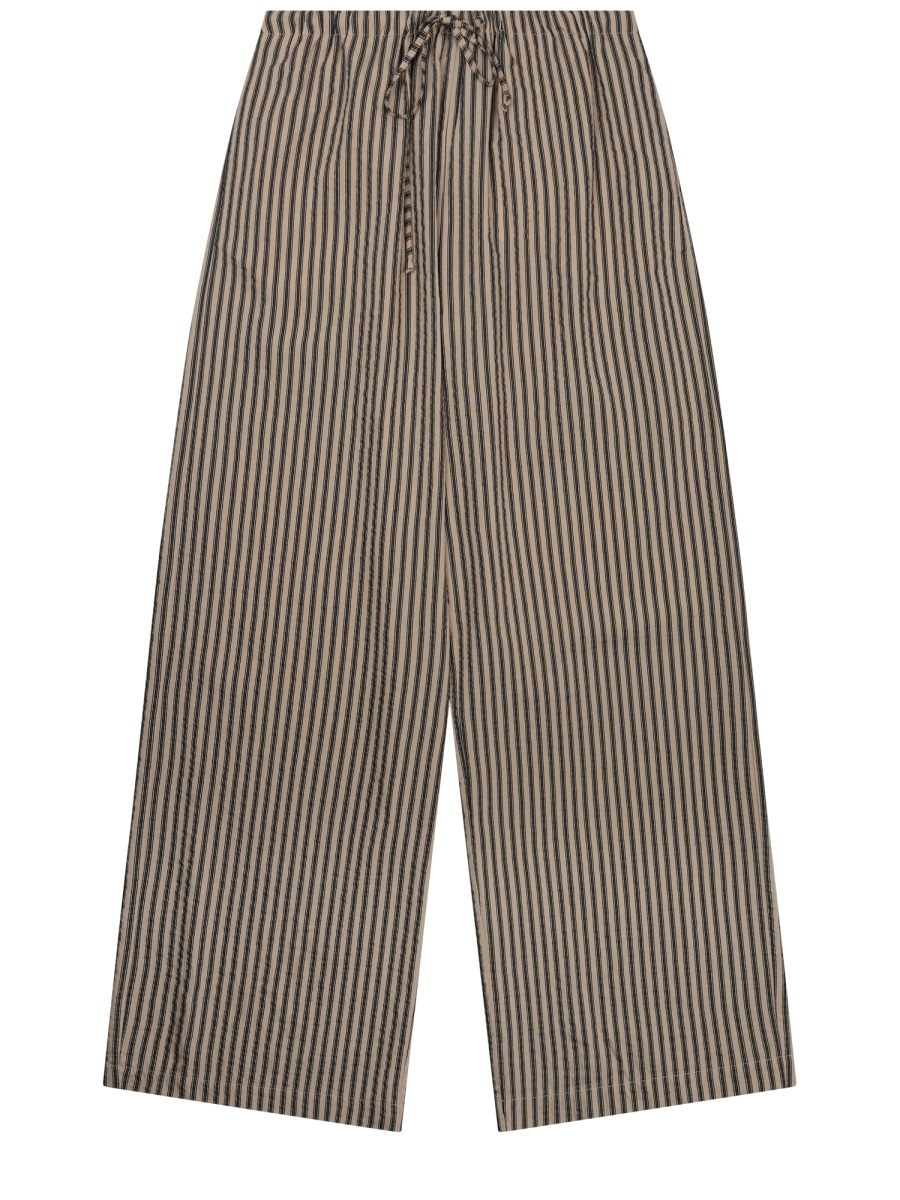 Alysi Neutrals Vertical Stripe Wide-Leg Pants Bruin
