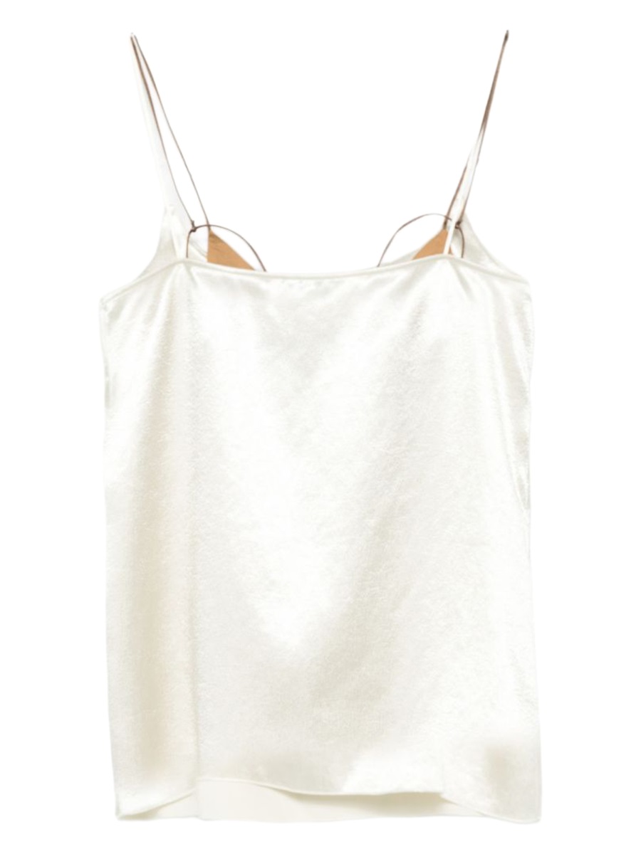 Alysi White Satin Straight Neckline Tank Top Wit