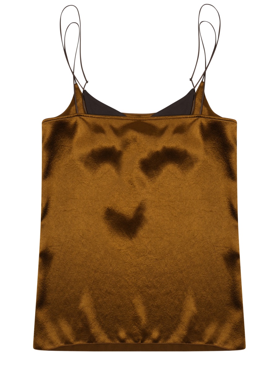 Alysi Brown Polyester Satin Camisole Top Oranje
