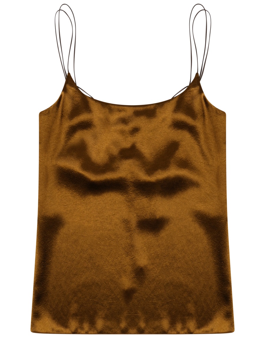 Alysi Brown Polyester Satin Camisole Top Oranje