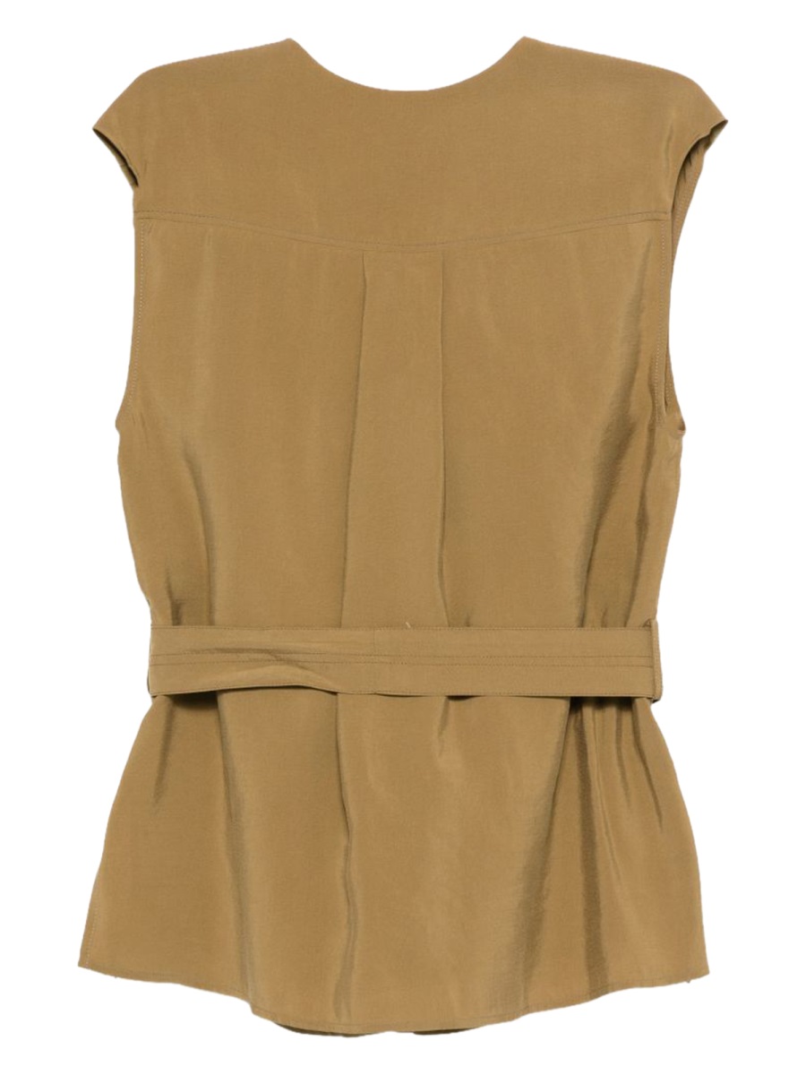 Alysi Neutrals Structured Sleeveless Belted Blouse Goud