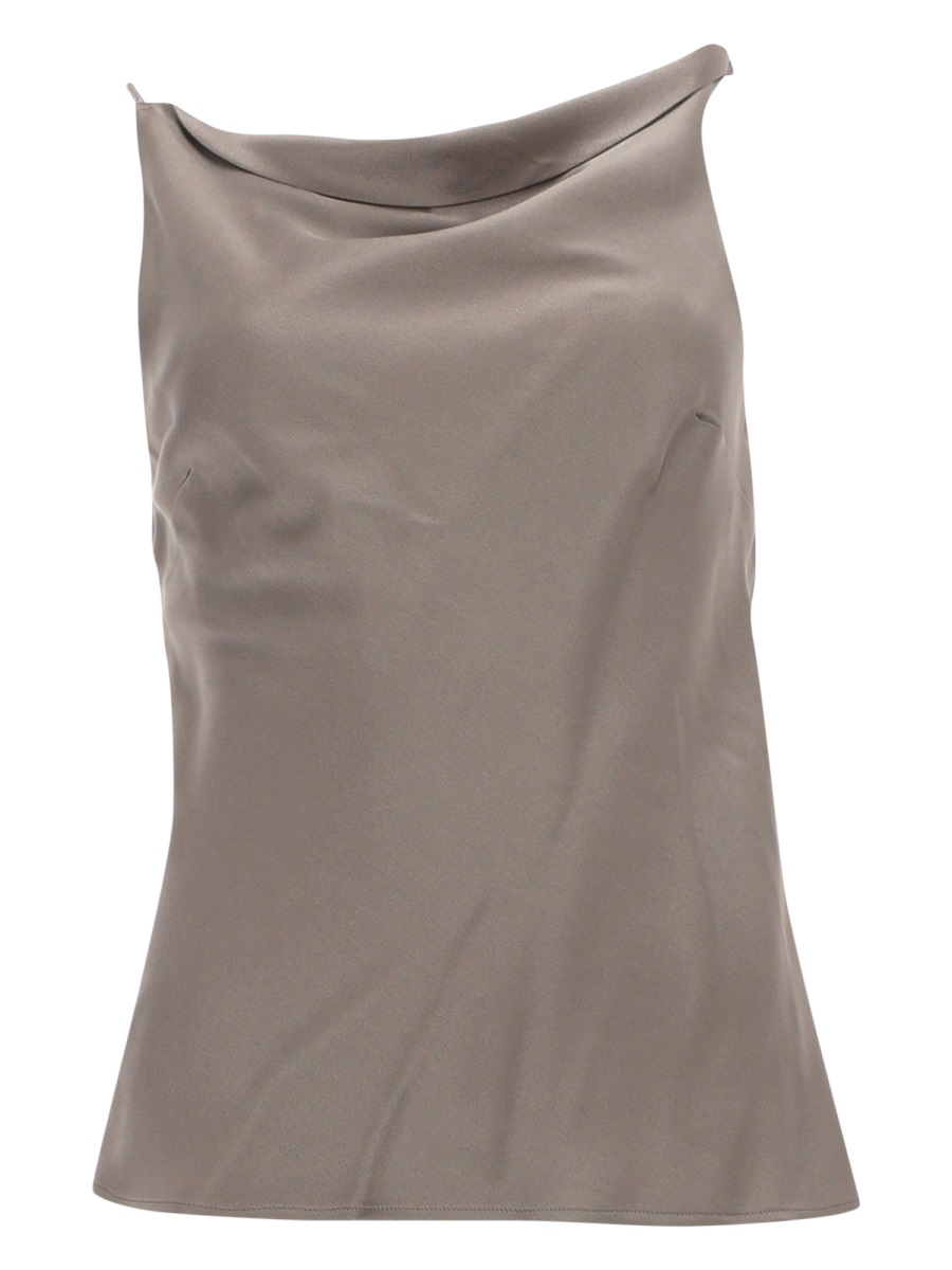 Alysi Neutrals One Shoulder Asymmetrical Top Bruin