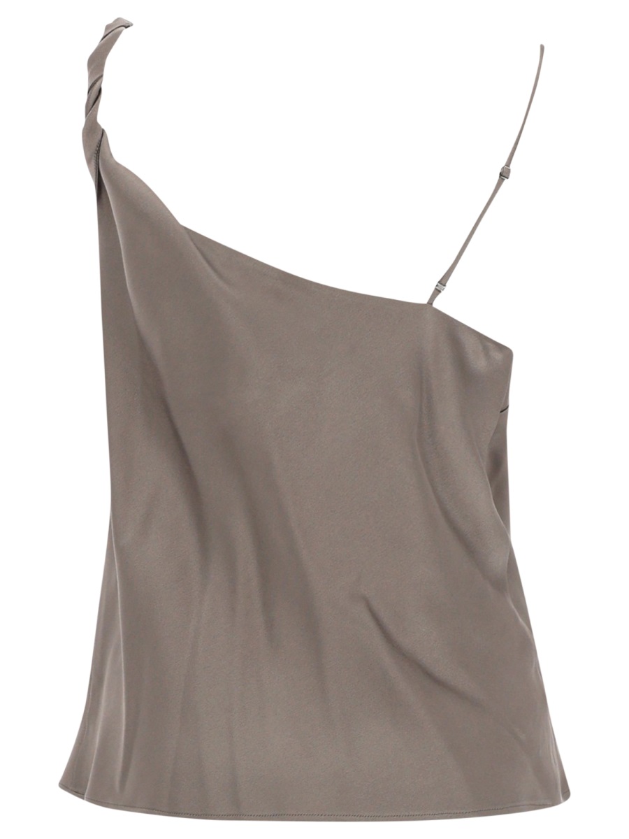 Alysi Neutrals One Shoulder Asymmetrical Top Bruin