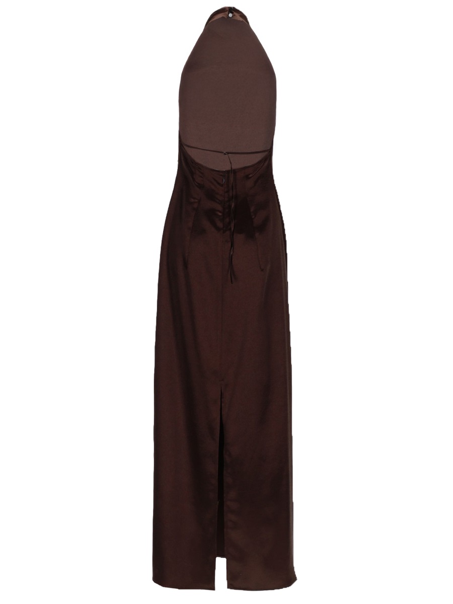 Alysi Neutrals Halter Floor Length Dress Zwart