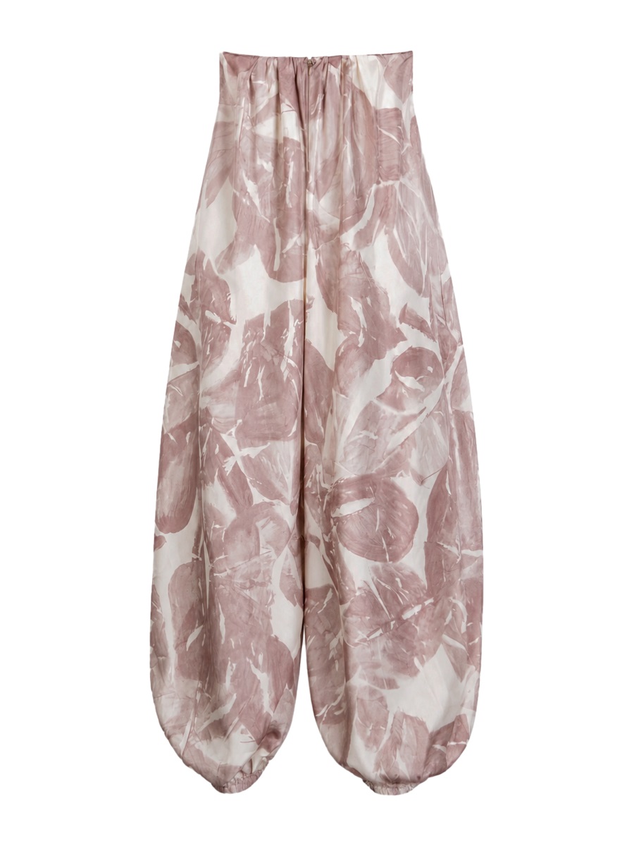 Alysi Silk Abstract Floral Loose Jumpsuit Roze
