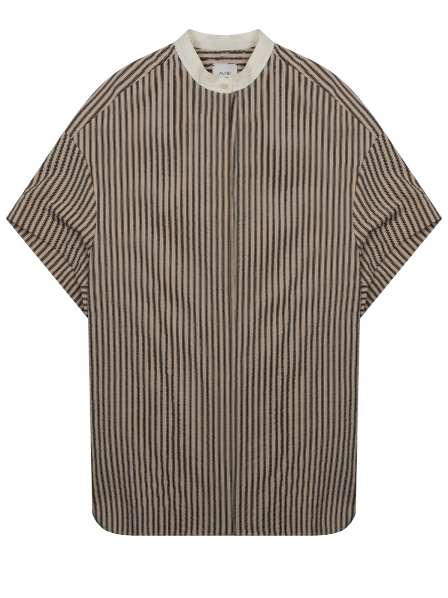 Alysi Vertical Stripes Viscose-Blend Mini Dress Bruin