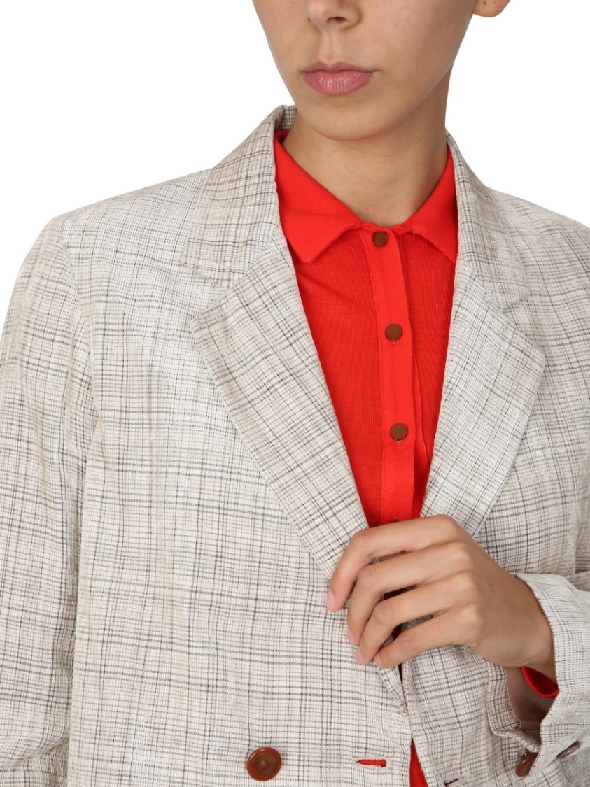 Alysi Tailored Double-Breasted Blazer With Notched Lapels Wit