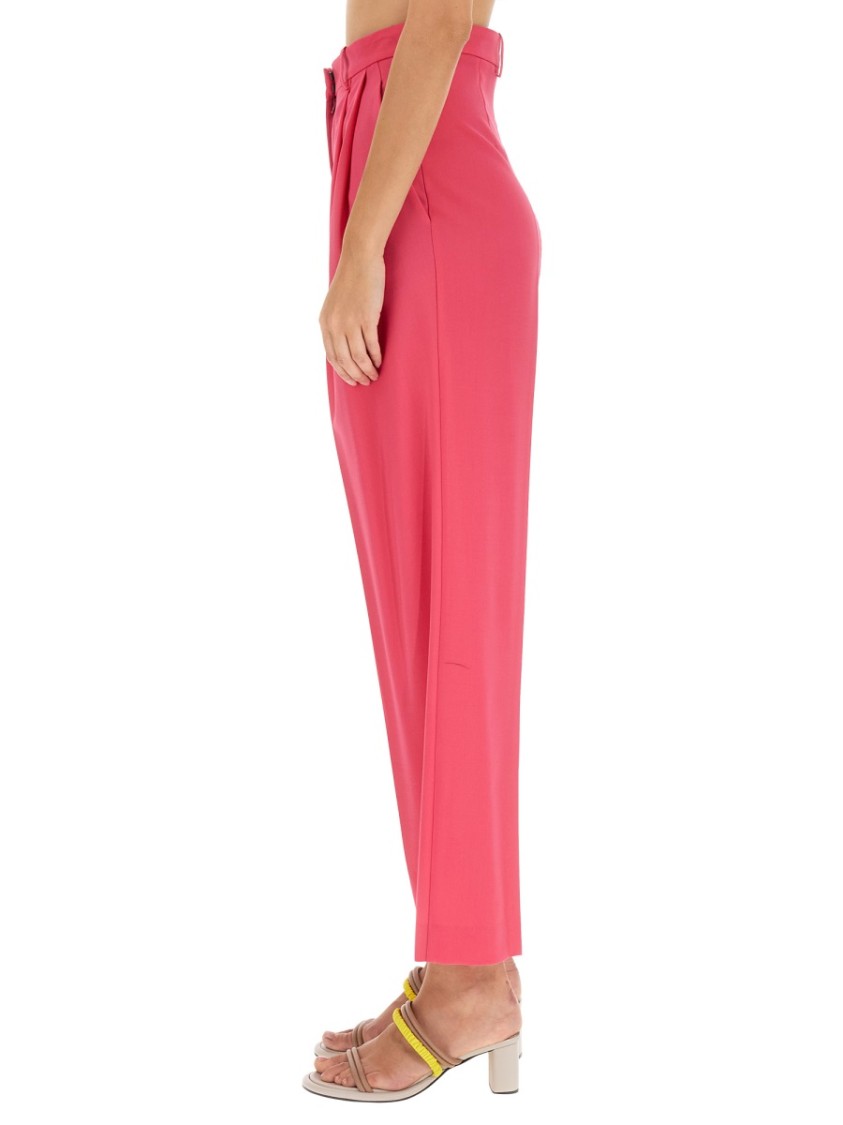 Alysi High-Waisted Wool Pants With Pleated Front Roze