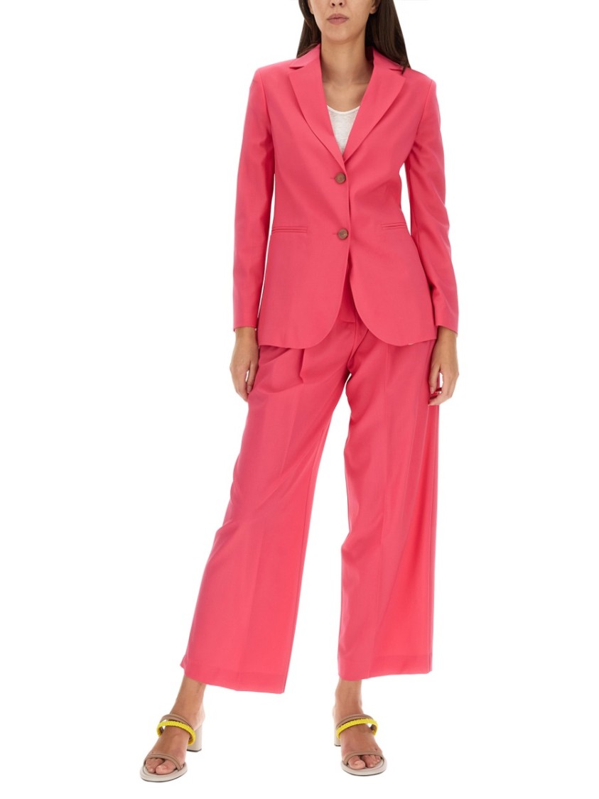 Alysi High-Waisted Wool Pants With Pleated Front Roze
