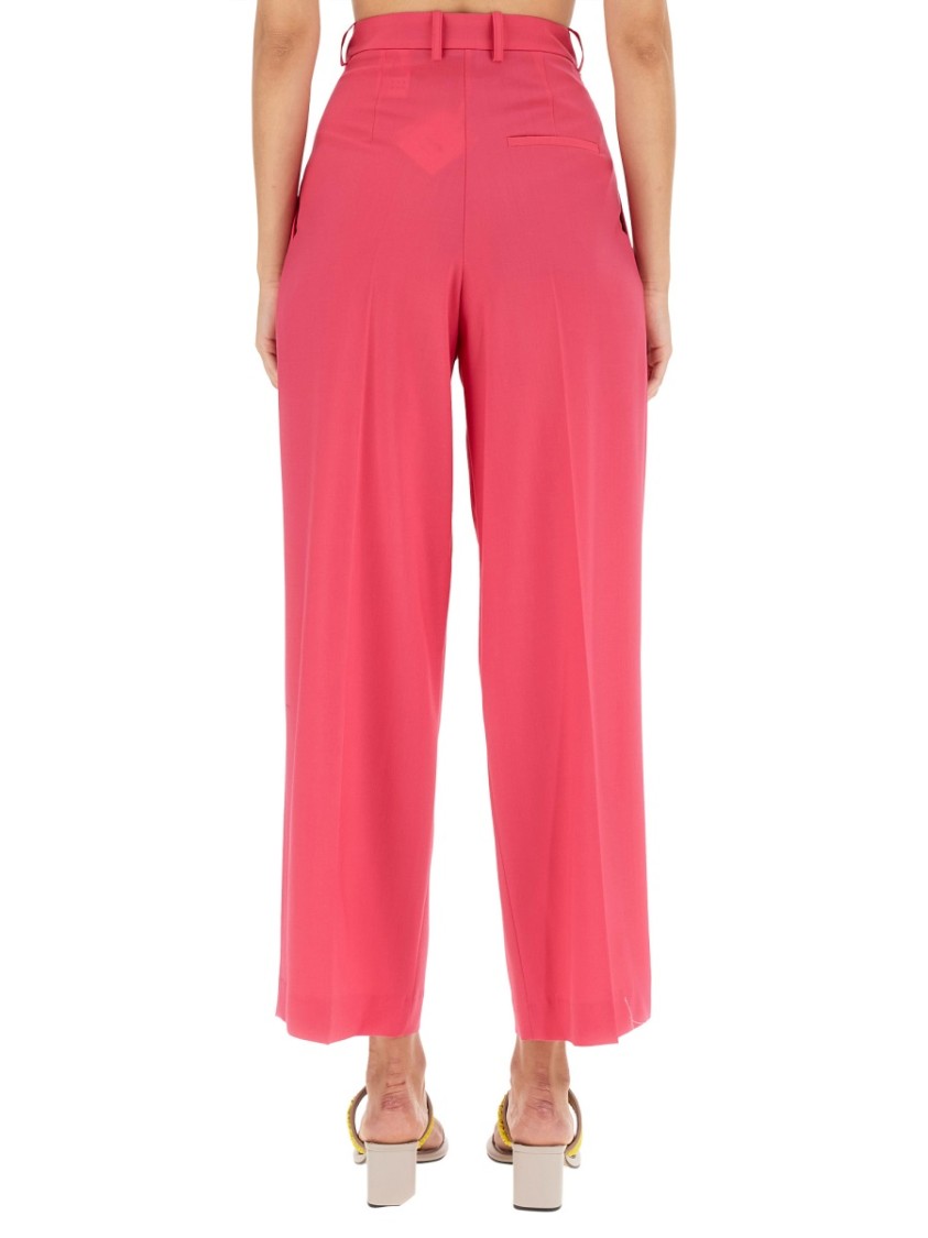 Alysi High-Waisted Wool Pants With Pleated Front Roze
