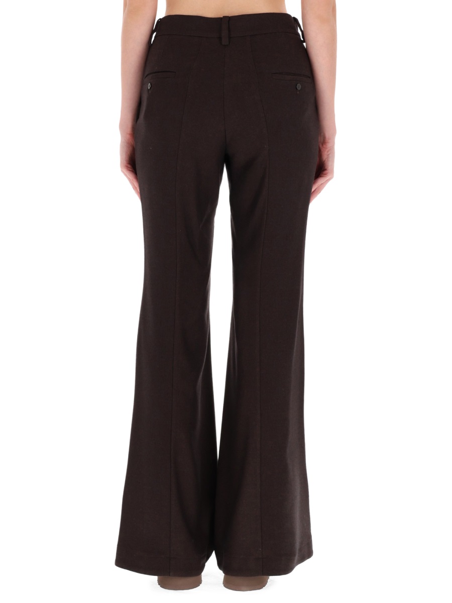 Alysi High-Waisted Wide-Leg Flannel Wide-Leg Pants Zwart