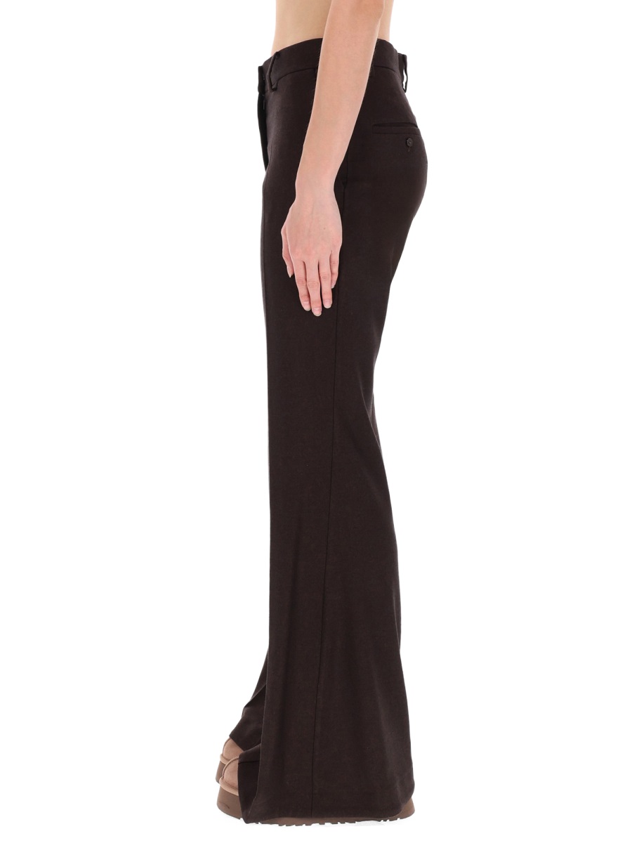 Alysi High-Waisted Wide-Leg Flannel Wide-Leg Pants Zwart