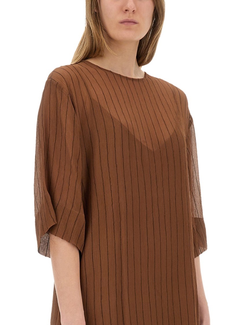 Alysi Brown Silk Midi Dress Bruin