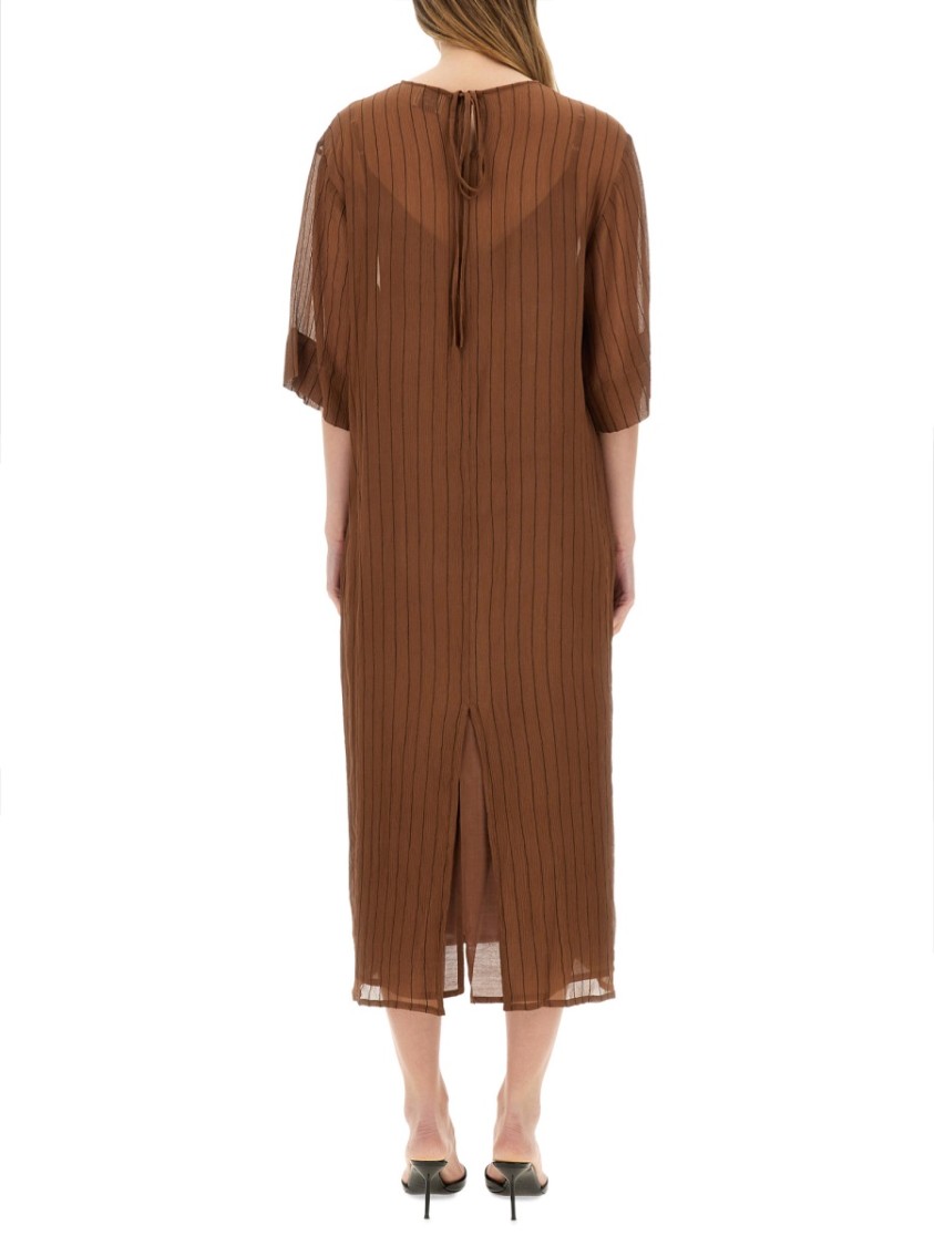 Alysi Brown Silk Midi Dress Bruin