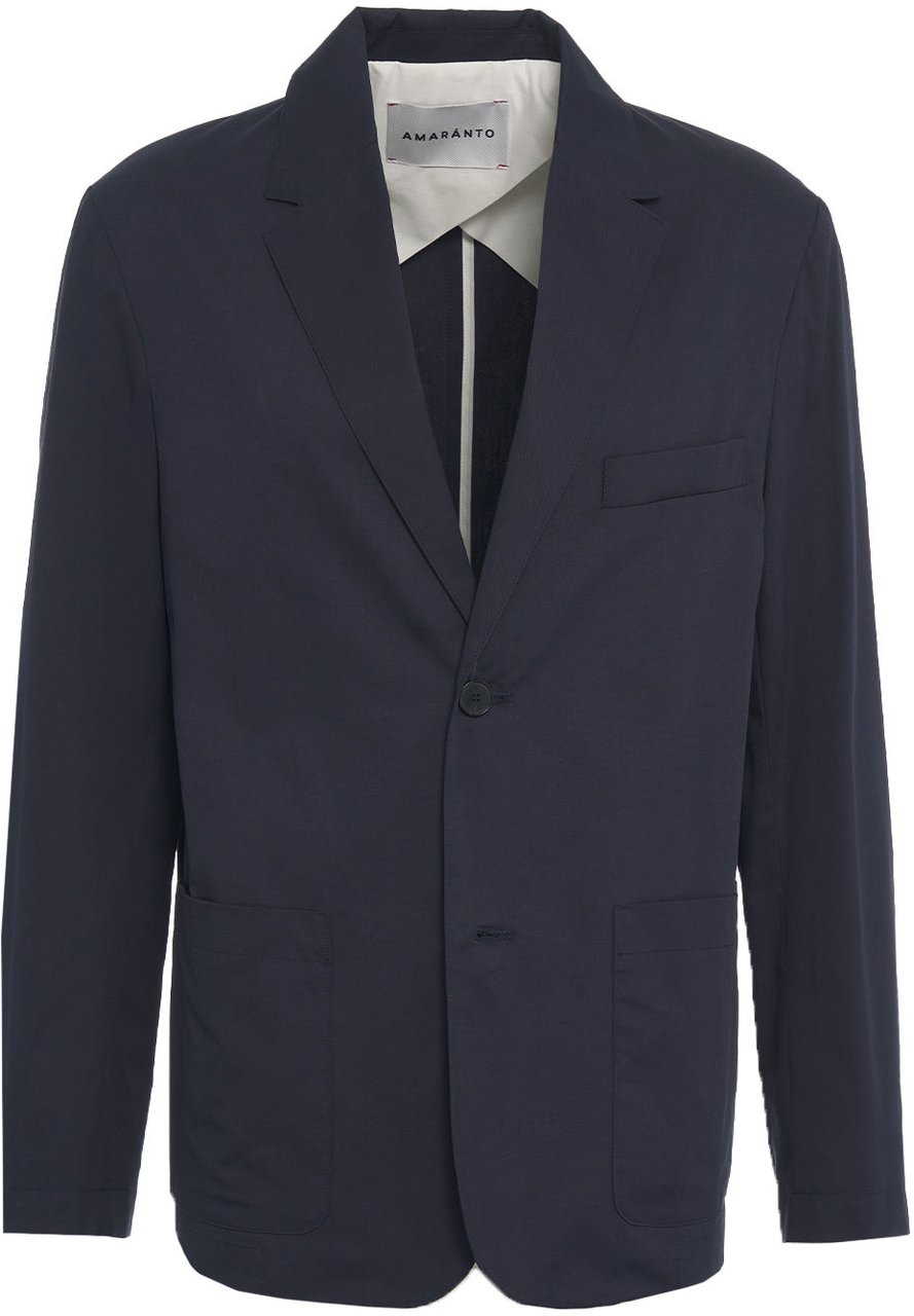 Amaranto Cotton single-breasted blazer Blauw