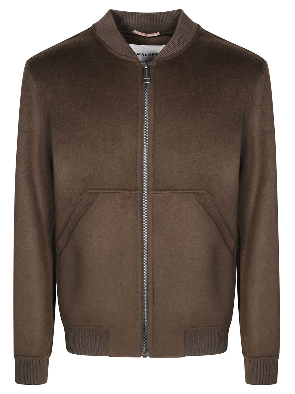 Amaranto Brown Bomber Jacket with Ribbed Details Grijs