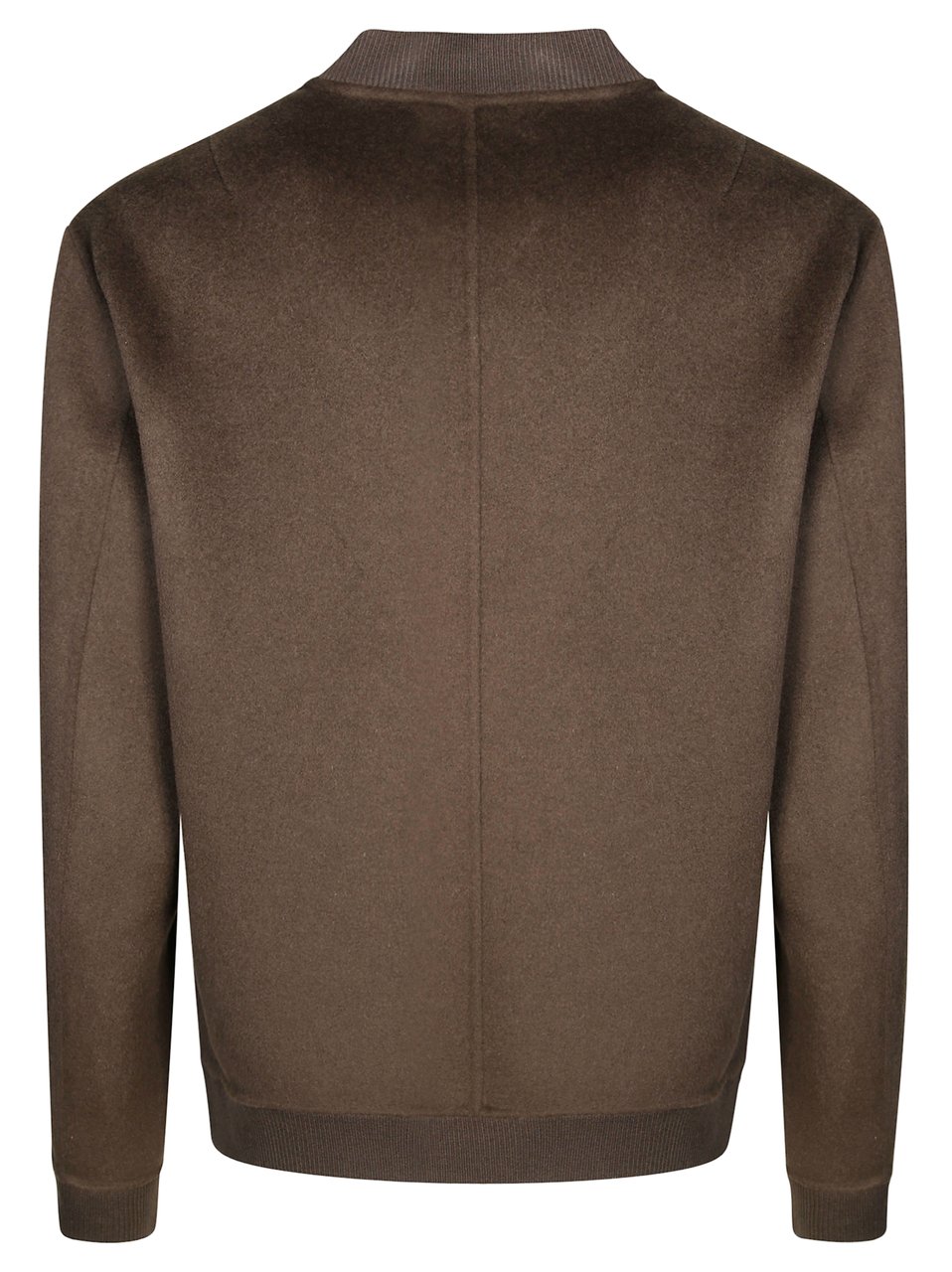 Amaranto Brown Bomber Jacket with Ribbed Details Grijs