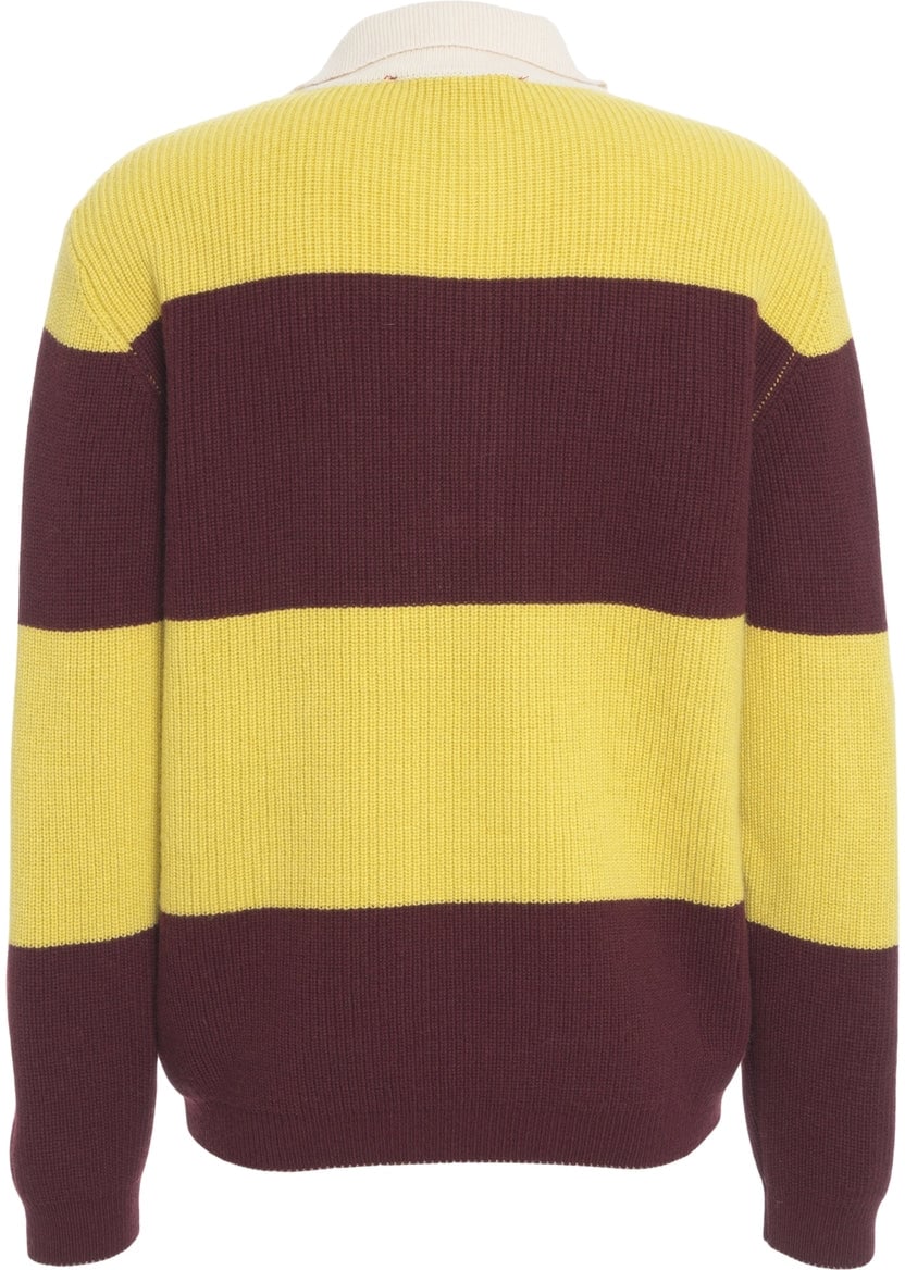 Amaranto Striped sweater with polo collar Divers