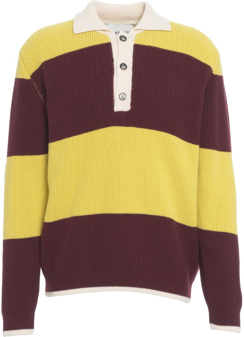 Amaranto Striped sweater with polo collar Divers