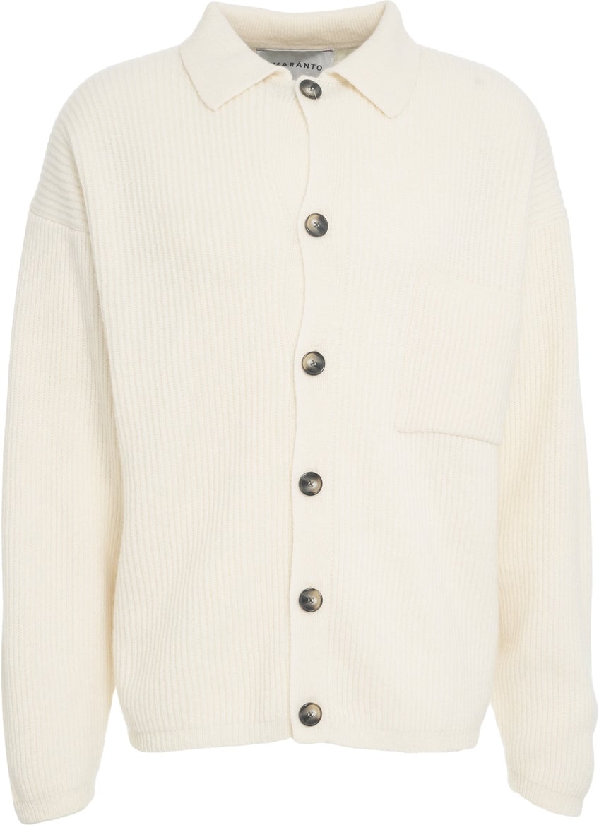 Amaranto Ribbed cardigan Wit