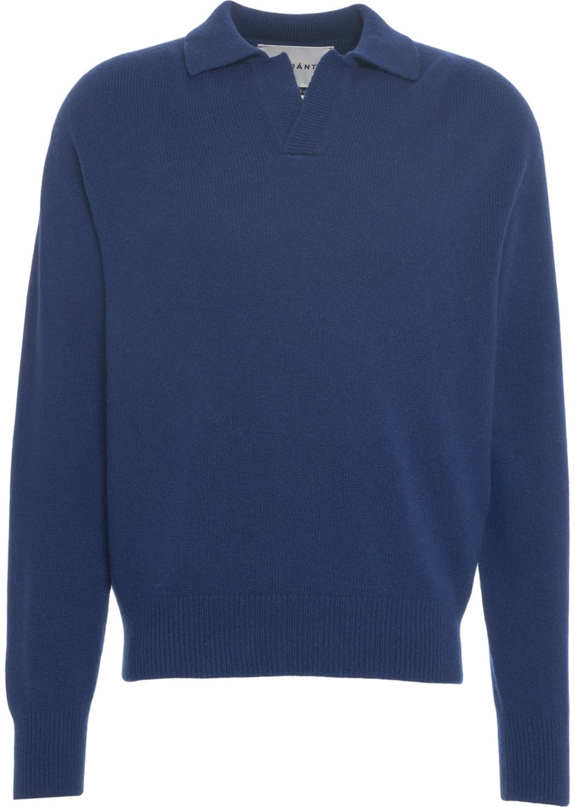 Amaranto Sweater with polo collar Blauw