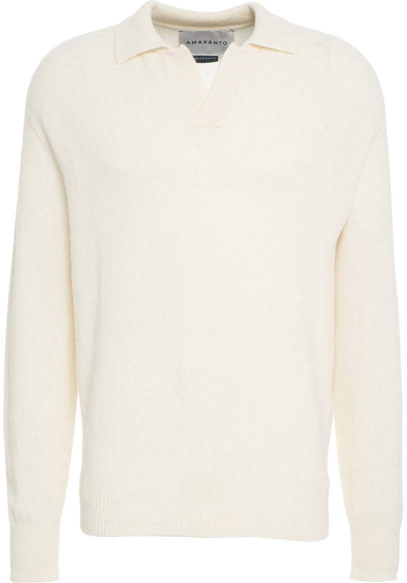 Amaranto Sweater with polo collar Wit