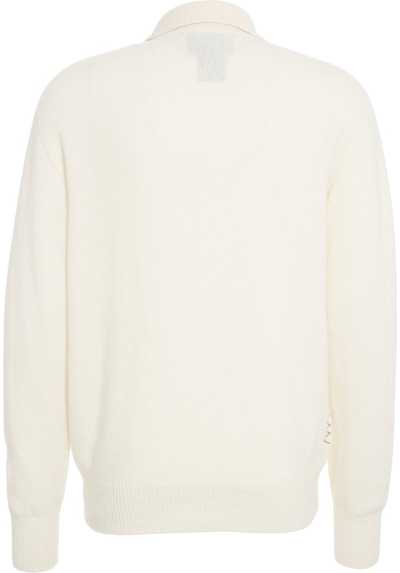 Amaranto Cardigan with polo collar Wit