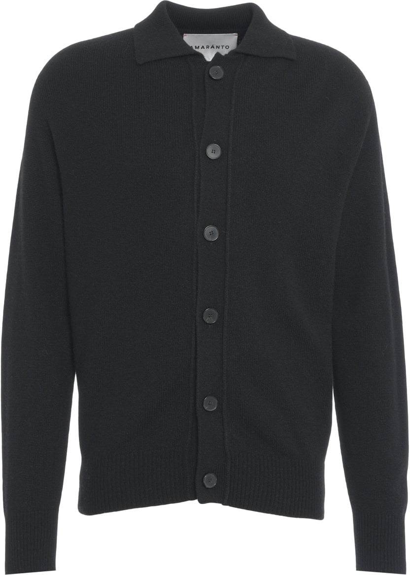 Amaranto Cardigan with polo collar Zwart