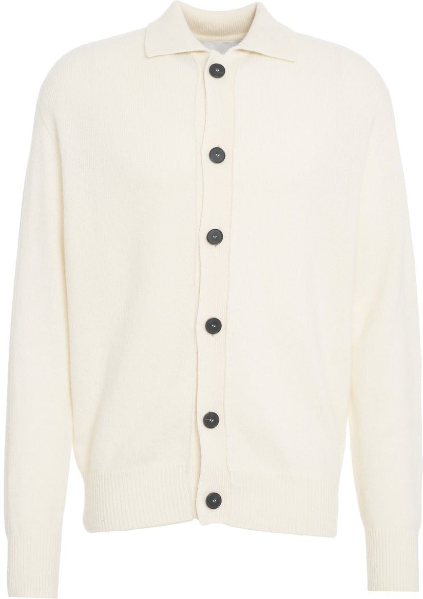 Amaranto Cardigan with polo collar Wit