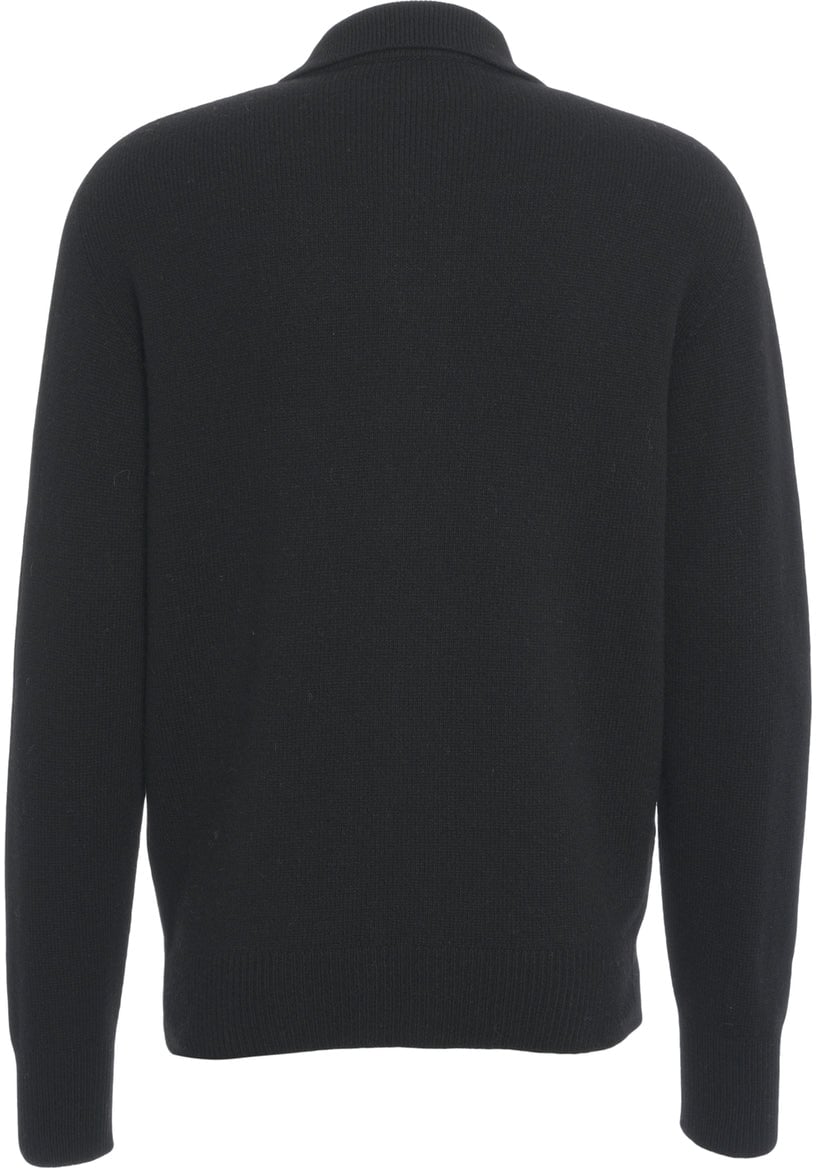 Amaranto Cardigan with polo collar Zwart