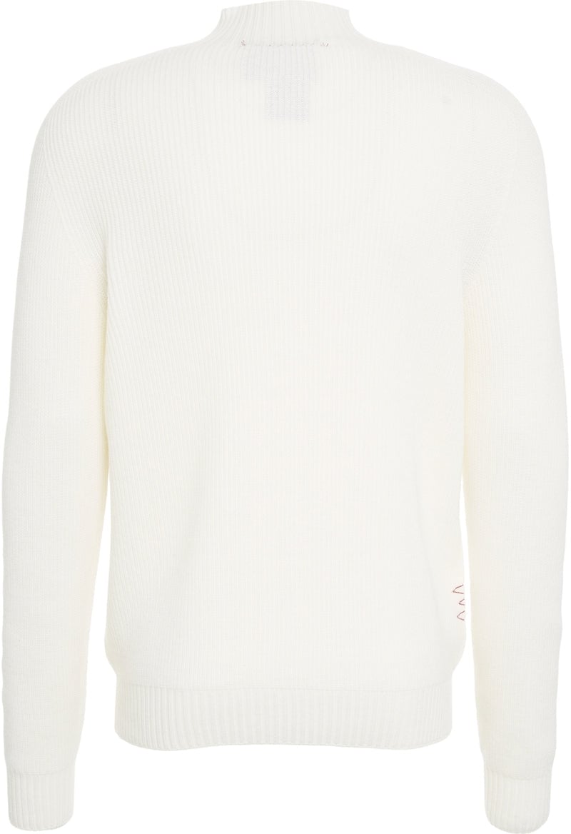 Amaranto Knit sweater with stand-up collar Wit