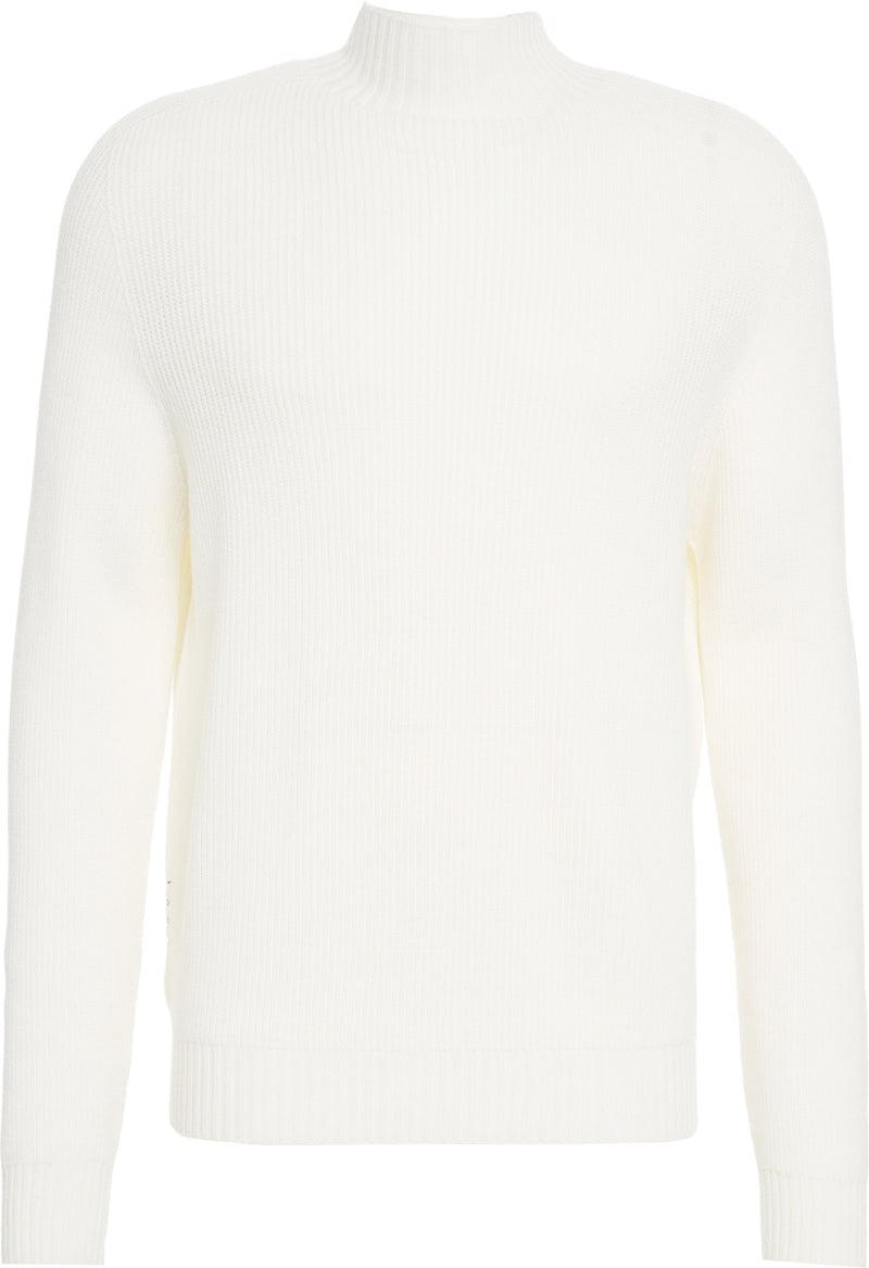 Amaranto Knit sweater with stand-up collar Wit