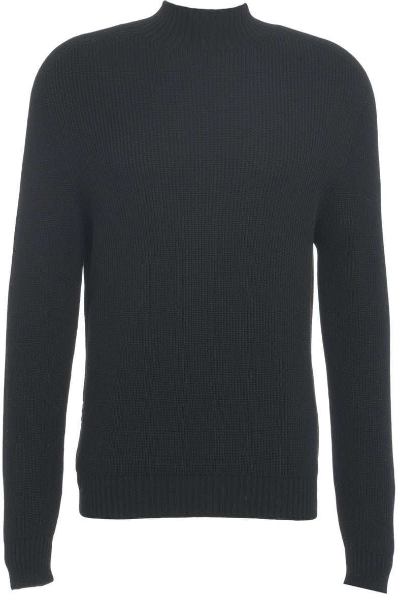 Amaranto Knit sweater with stand-up collar Zwart