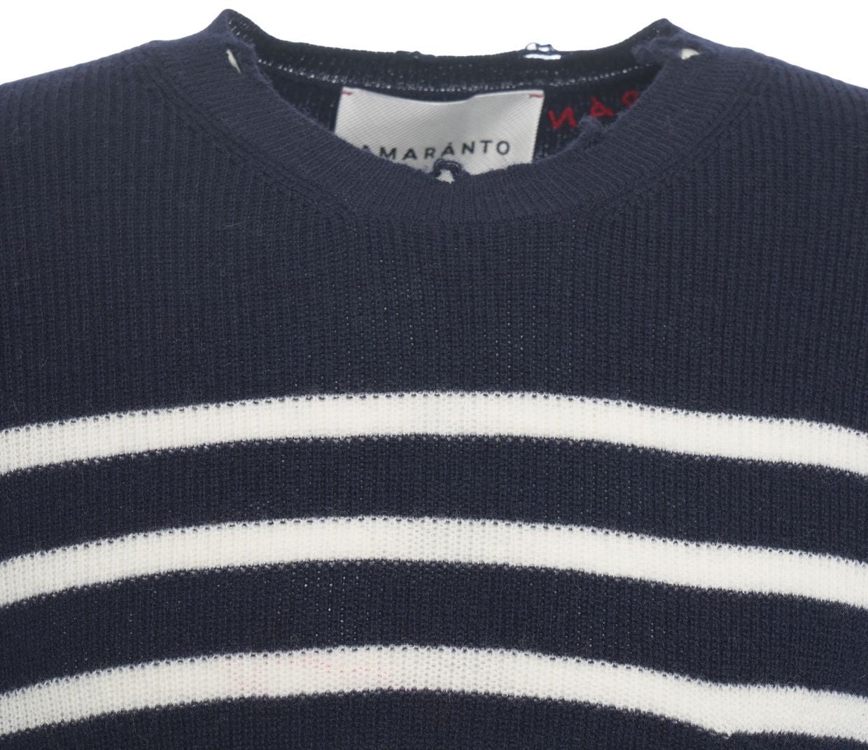 Amaranto Knit sweater with stripes Blauw